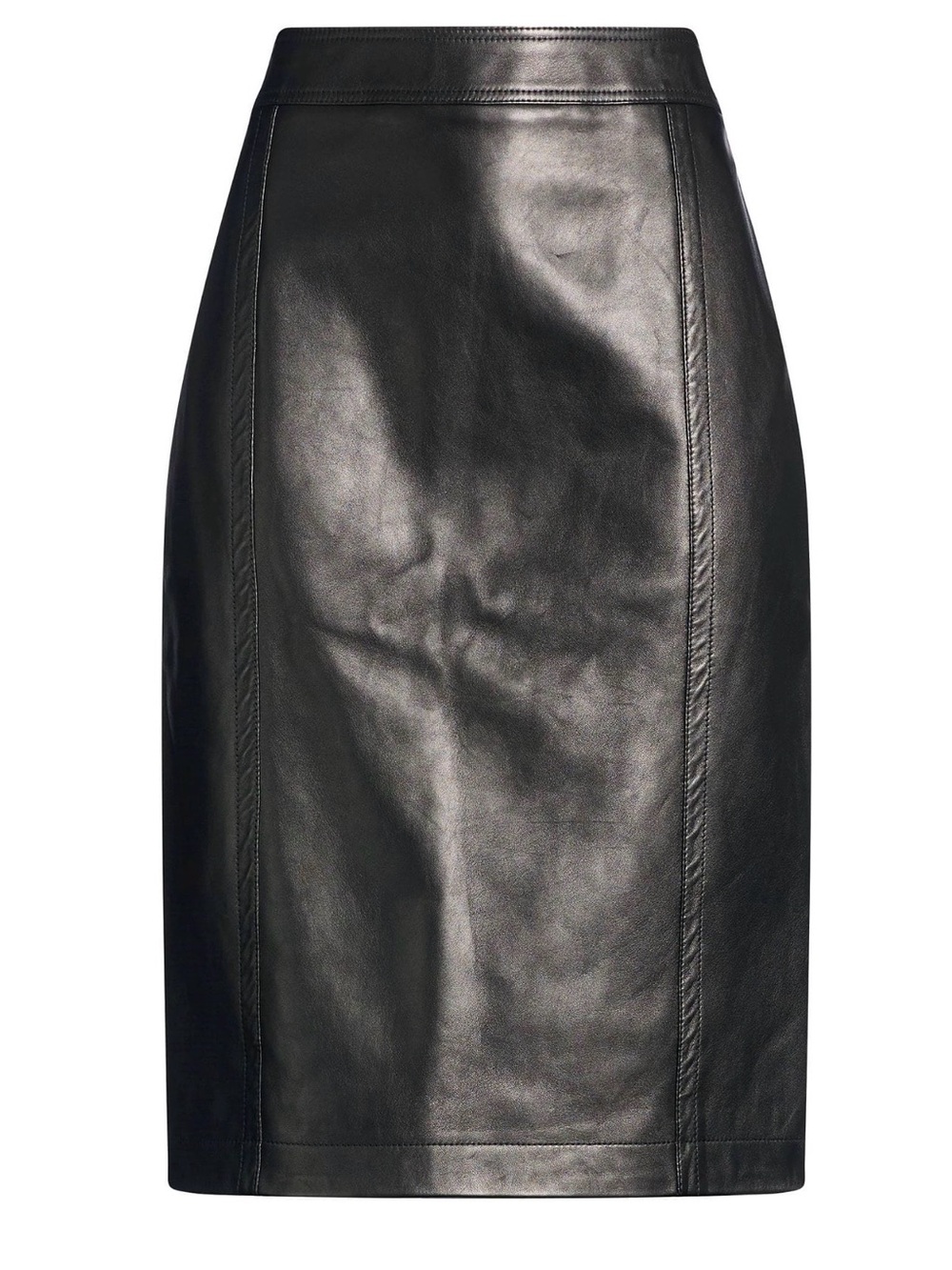 Saint Laurent Black Leather Pencil Skirt